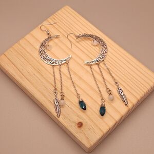 Handcrafted Crescent Moon Dreamcatcher Earrings